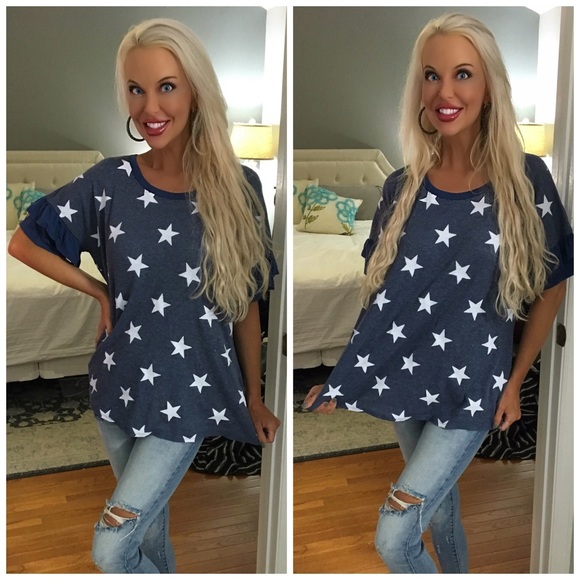 LAST 1! Blue 💕! Ruffle Star Top! - Picture 5 of 7